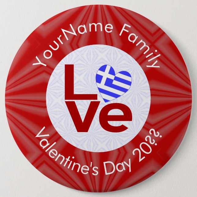 Badge Rond 15,2 Cm Grec Red LOVE Coeur Drapeau personnalisé (Devant)