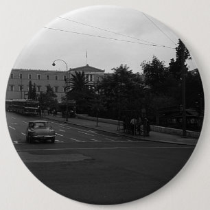 Badge Rond 15,2 Cm Grèce vintage Delphes Ancien palais Athènes 1970