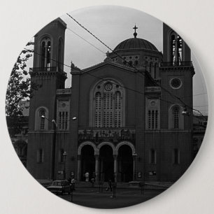 Badge Rond 15,2 Cm Grèce vintage Église Athènes 1970