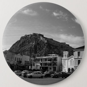 Badge Rond 15,2 Cm Grèce vintage Nauplie Château vénitien 1970