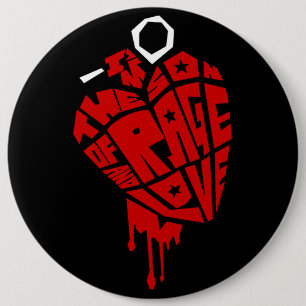 Badge Rond 15,2 Cm Grenade à cœur "Fils de rage et d'amour"
