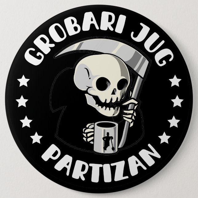 Badge Rond 15,2 Cm Grobari Jug Partizan (Devant)