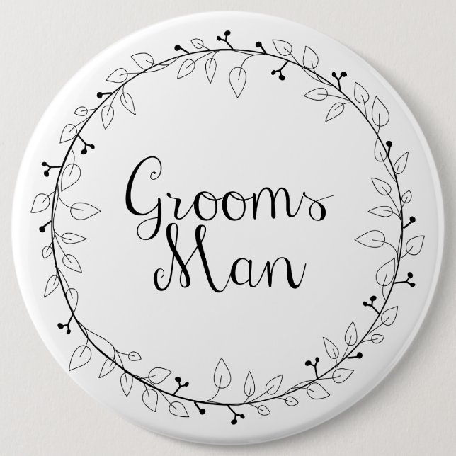 Badge Rond 15,2 Cm Groomsman épousant les étiquettes nommées (Devant)