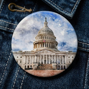 Badge Rond 15,2 Cm Gros plan du Capitole américain à Washington DC