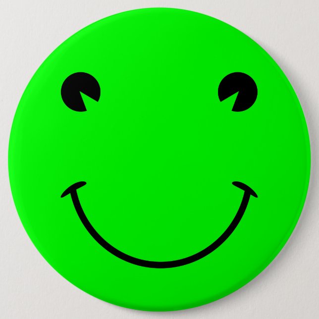 Badge Rond 15,2 Cm Grosse Grenouille Verte Souriant Lime (Devant)