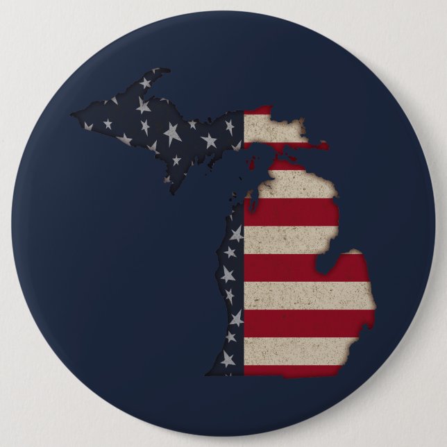 Badge Rond 15,2 Cm Grunge Americana Michigan | Patriotique (Devant)