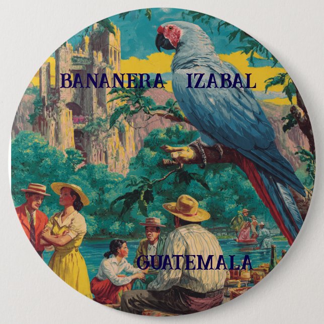 Badge Rond 15,2 Cm GUATEMALA, BANANERA IZABAL Retro poster (Devant)