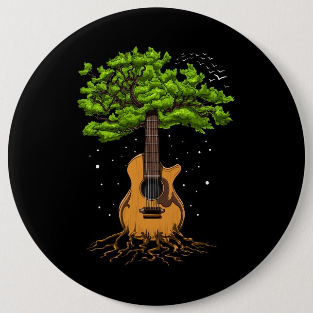 Badge Rond 15,2 Cm Guitare Acoustique (Devant)