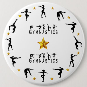 Badge Rond 15,2 Cm Gymnastique féminine, étoiles d'or