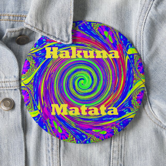Badge Rond 15,2 Cm Hakuna Matata - Conception de tourbillons aux coul (En situation)