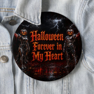 Badge Rond 15,2 Cm Halloween à jamais dans mon cœur Gothique Citrouil