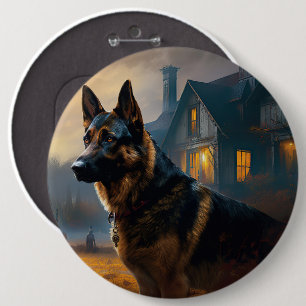 Badge Rond 15,2 Cm Halloween allemand shepherd effrayant