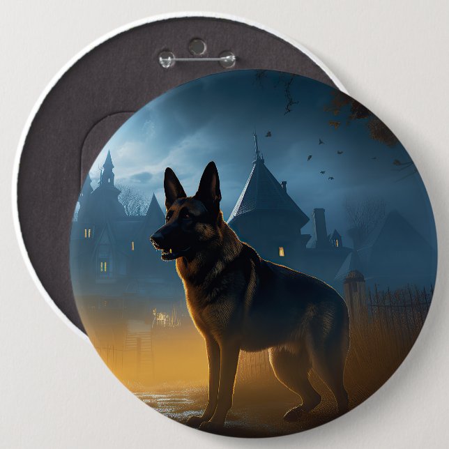 Badge Rond 15,2 Cm Halloween allemand shepherd effrayant (Devant & derrière)