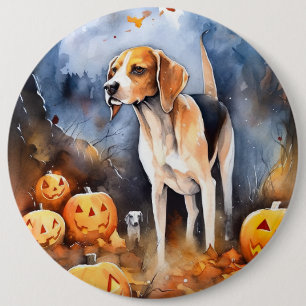 Badge Rond 15,2 Cm Halloween Anglais Foxhound Avec Citrouille