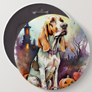 Badge Rond 15,2 Cm Halloween Basset Hound Avec Crainte Citrouille