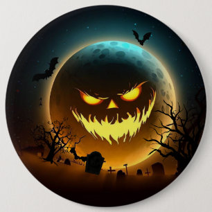 Badge Rond 15,2 Cm Halloween/citrouille/Lune/chute