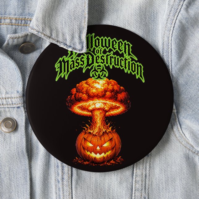 Badge Rond 15,2 Cm Halloween de destruction massive Jack-o'-lanterne  (En situation)