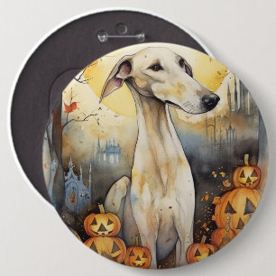 Badge Rond 15,2 Cm Halloween Greyhound Avec La Peur Citrouille