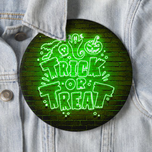 Badge Rond 15,2 Cm Halloween Neon Glow Look Green Trreat Party