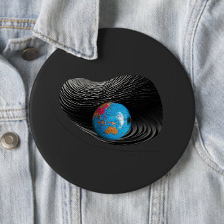 Badge Rond 15,2 Cm Halloween Planète Noir et Bleu