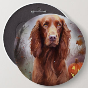 Badge Rond 15,2 Cm Halloween Rouge irlandais Setter avec la peur Citr