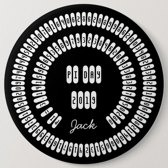 Badge Rond 15,2 Cm Happy Pi Day 2019 Chiffres mathématiques 3.14 Math (Devant)