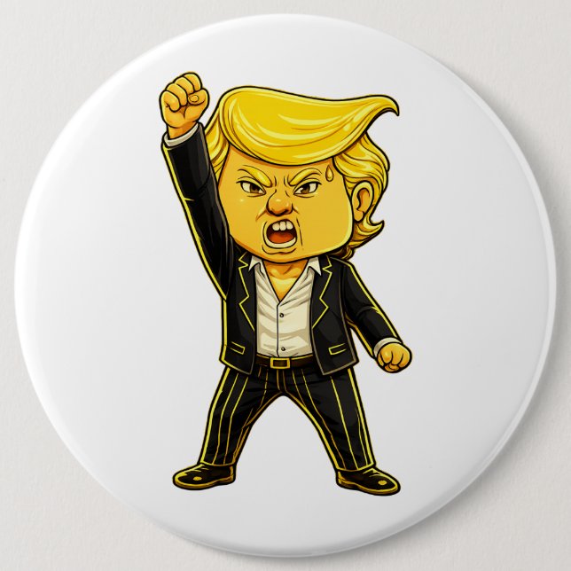 Badge Rond 15,2 Cm Happy Trump Lapelle Fight Fight Chibi Cartoon Meme (Devant)