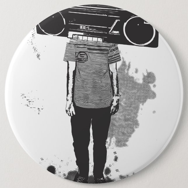 Badge Rond 15,2 Cm head radio (Devant)