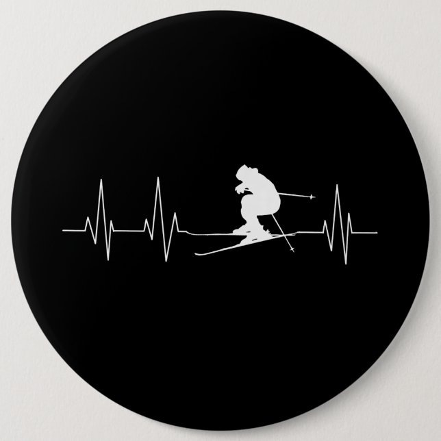 Badge Rond 15,2 Cm HeartBeat Skiing (Devant)