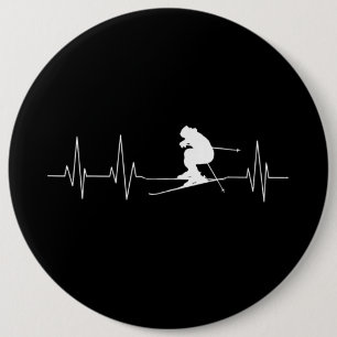 Badge Rond 15,2 Cm HeartBeat Skiing