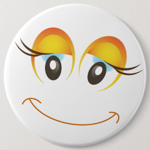 BADGE ROND 15,2 CM HEUREUSE FILLE FACE