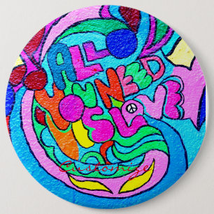 Badge Rond 15,2 Cm Hippie amour super Thunder_Cove 