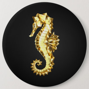 Badge Rond 15,2 Cm Hippocampe Polygonal Or