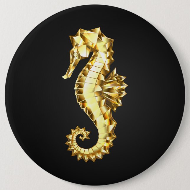 Badge Rond 15,2 Cm Hippocampe Polygonal Or (Devant)