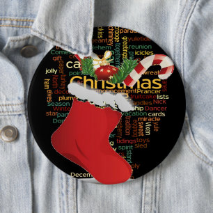 Badge Rond 15,2 Cm HoHo ! Merry Christmas TOXITS et Happy New Year