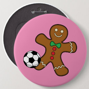 Badge Rond 15,2 Cm Homme en pain d'épices jouant au football