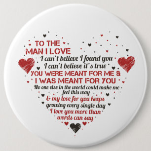 Badge Rond 15,2 Cm homme romantique amour mot art Valentine Holiday