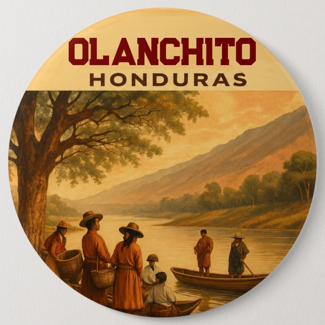 Badge Rond 15,2 Cm  Honduras Olanchito Retro poster (Devant)