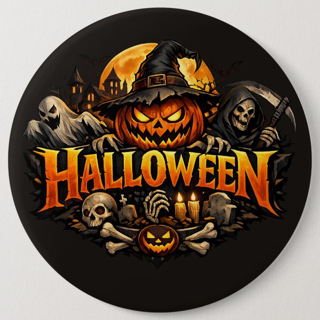 Badge Rond 15,2 Cm Horreur d'Halloween (Devant)