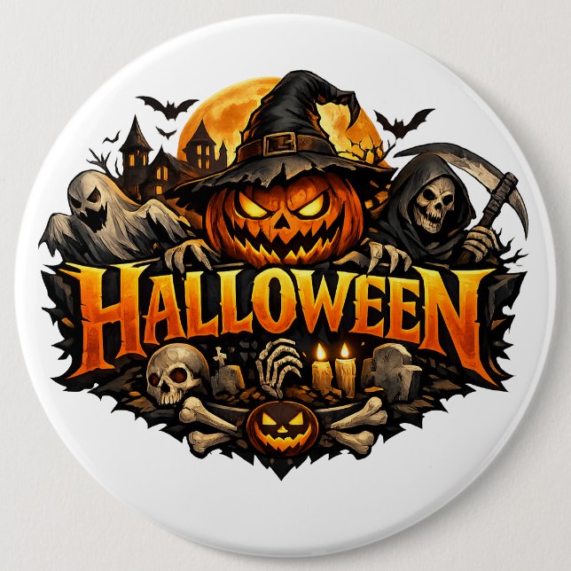 Badge Rond 15,2 Cm Horreur d'Halloween (Devant)