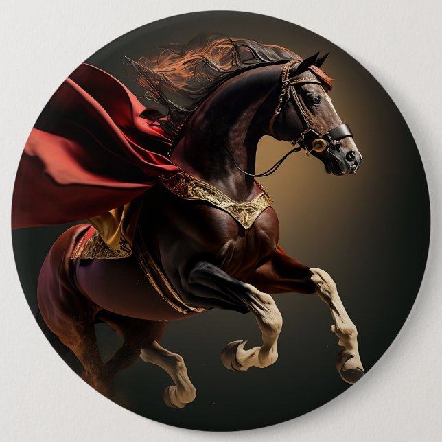 Badge Rond 15,2 Cm horse with red coat (Devant)