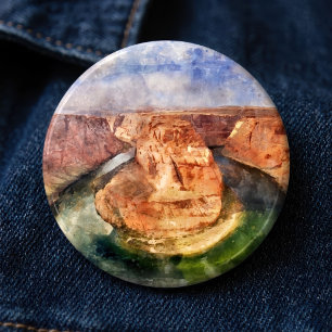 Badge Rond 15,2 Cm Horseshoe Bend in Grand Canyon aquarelle