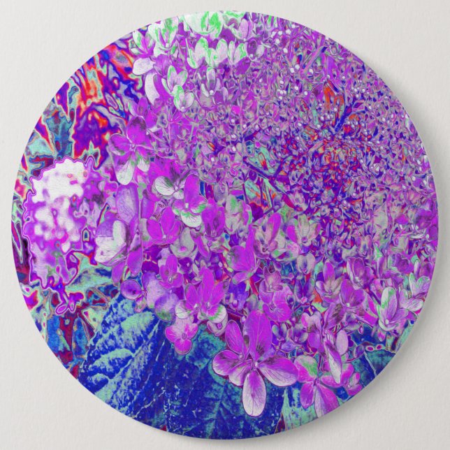 Badge Rond 15,2 Cm Hydrangea Limelight Élégant Violet et Bleu (Devant)