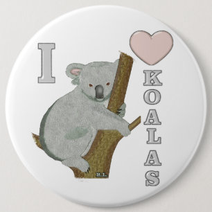 Badge Rond 15,2 Cm I Heart Koalas Fuzzy Animaux