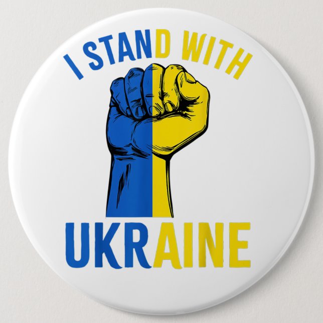 Badge Rond 15,2 Cm I Stand with Ukraine Support UKRAINE Ukrainian (Devant)