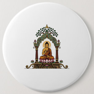 Badge Rond 15,2 Cm Icône méditative Sukiti Dhamma : Bouddha minimalis