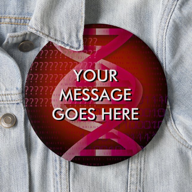 Badge Rond 15,2 Cm ID ADN personnalisé Rouge (En situation)