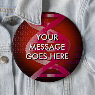 Badge Rond 15,2 Cm ID ADN personnalisé Rouge