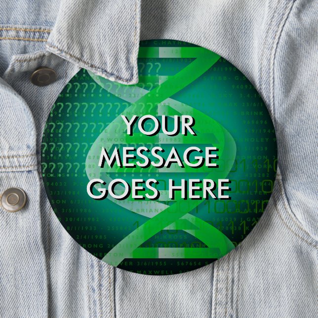 Badge Rond 15,2 Cm ID ADN personnalisé Vert (En situation)