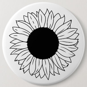 Badge Rond 15,2 Cm Illustration du contour du tournesol